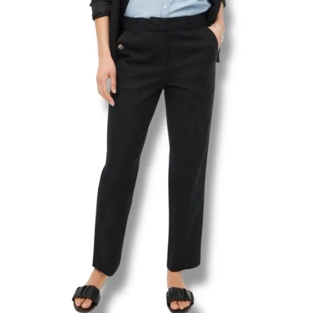 J Crew Pants 12 Black Linen Blend CroppedSailor Ankle‎ Elastic Waist BO902